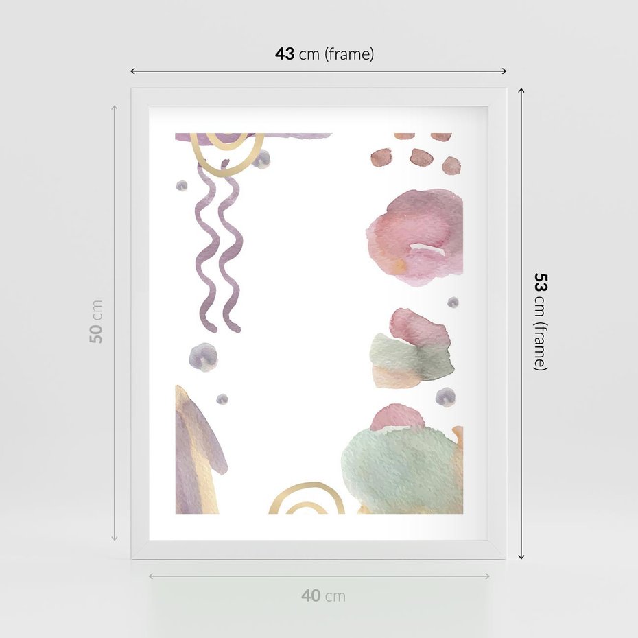 Plakat w ramie 40x50 - Pastelowe Wnętrza Emocji - abstrakcyjny palakt, akwarelowe plamy - rama biała