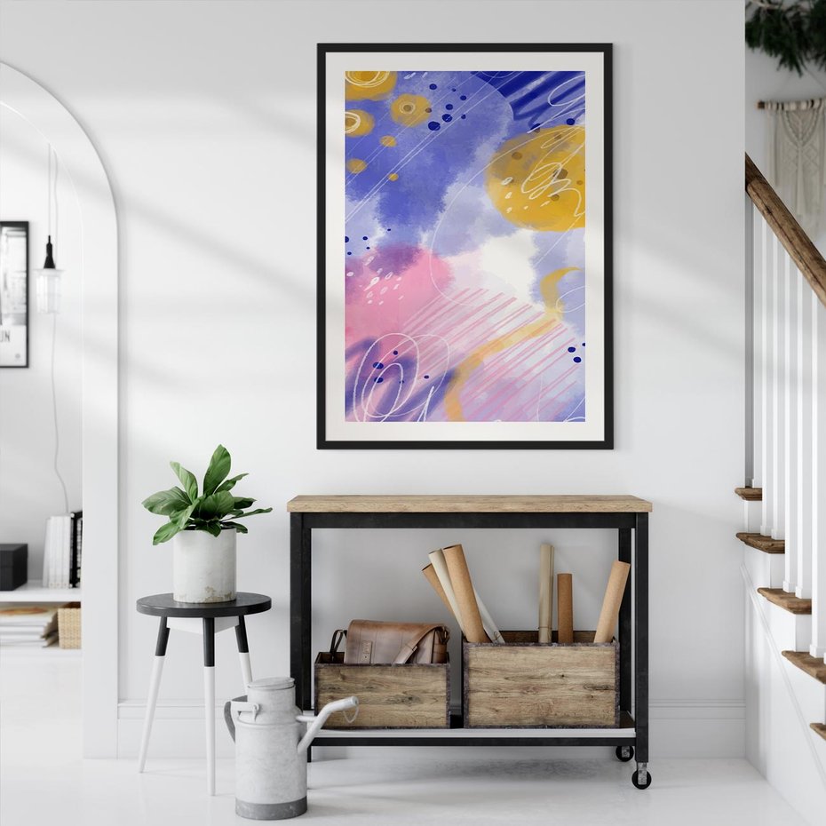 Plakat bez ramy 21x30 - Rozbijające Plamy - abstrakcyjny plakat, pastelowe kolory