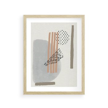 Plakat w ramie 40x50 - Nowoczesna Abstrakcja: Delikatne Beże - abstrakcja, nowoczesna sztuka - rama drewno