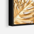 Obraz w ramie 50x50 - Monstera Złote Liście - monstera, złote - rama czarna