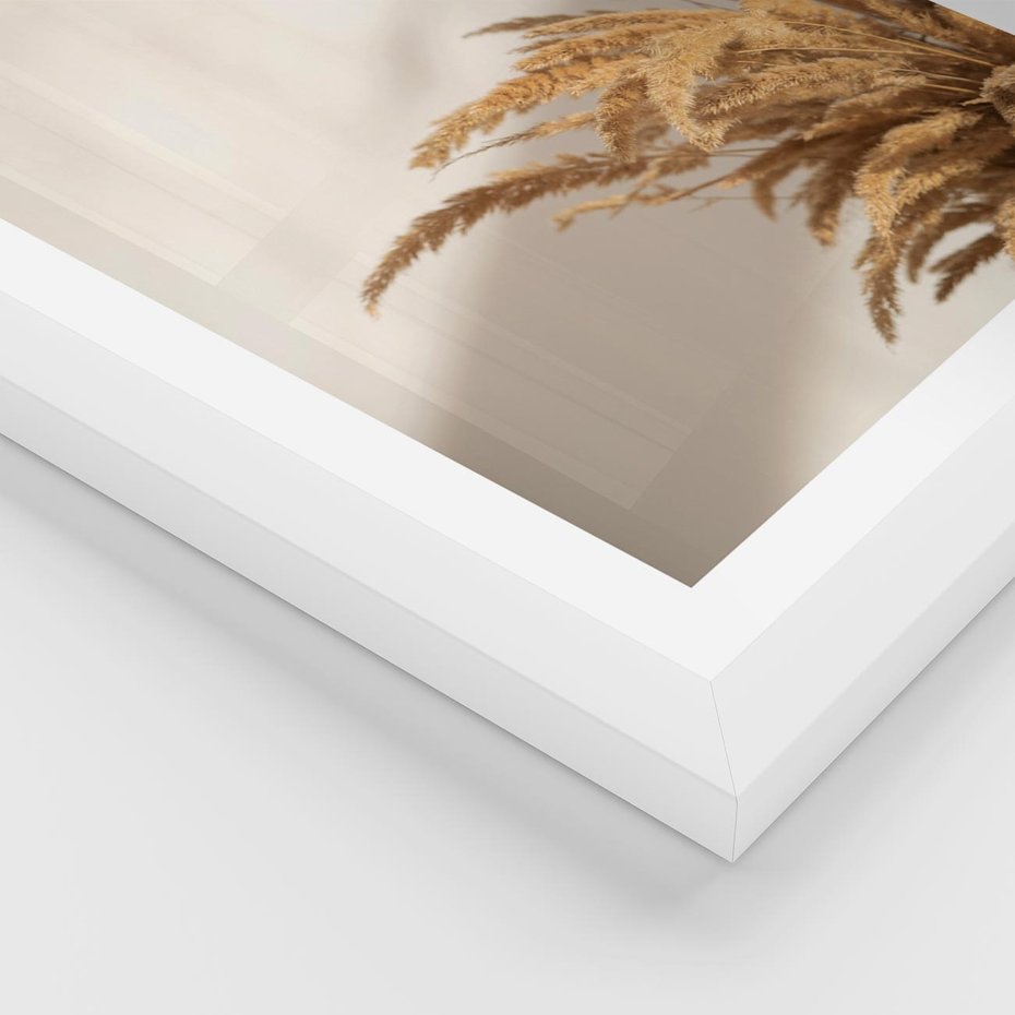 Plakat w ramie 50x70 - Swobodne trawy boho - boho, suche - rama biała