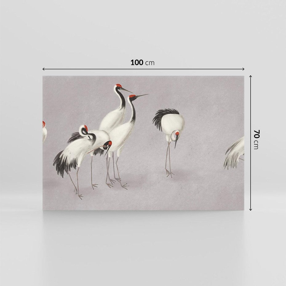 Obraz na płótnie 100x70 - Spojrzenie wstecz w pędzlu - szkic rysunek, japońskie żurawie