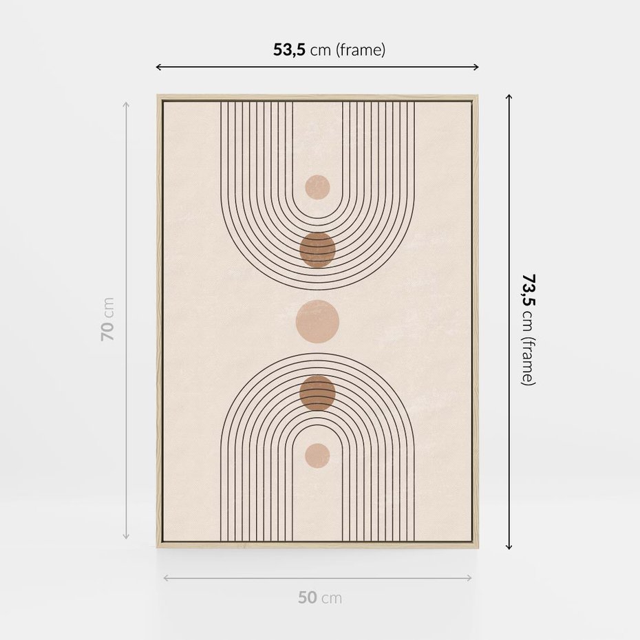 Obraz w ramie 50x70 - Zgeometryzowane Wizje - boho plakat, minimalizm - rama drewno