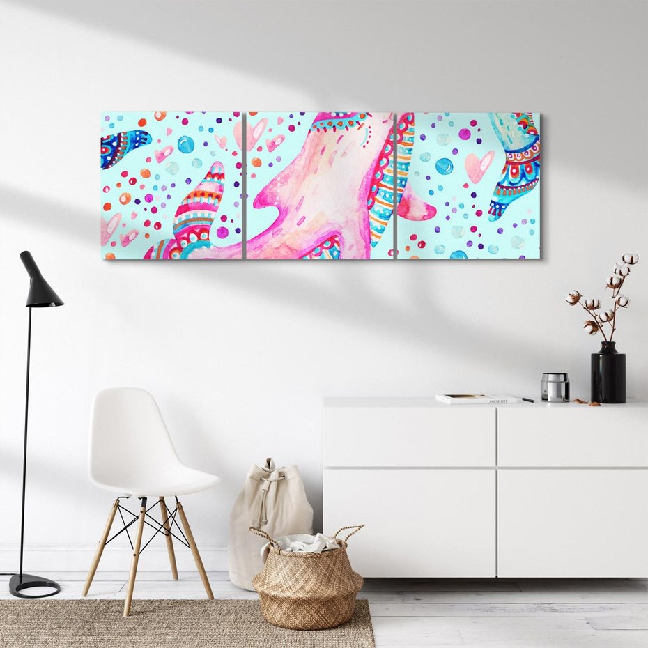 Obraz na płótnie 120x40 - Lekkość W Ruchu - delfin, akwarela