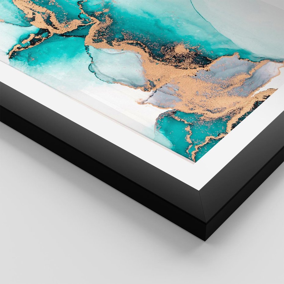 Plakat w ramie 40x50 - Elegancja i Subtelność - marmur, złoto - rama czarna