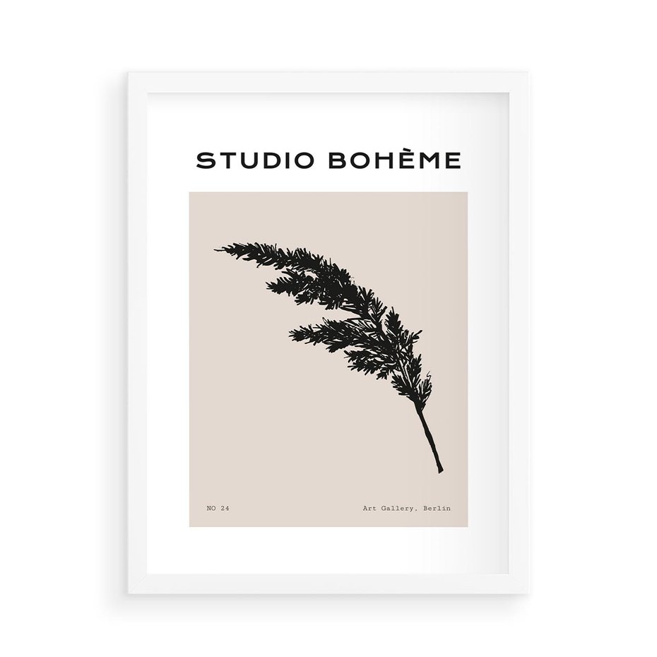 Plakat w ramie 50x70 - Boho Refrakcje Przestrzeni - boho plakat, roślina - rama biała