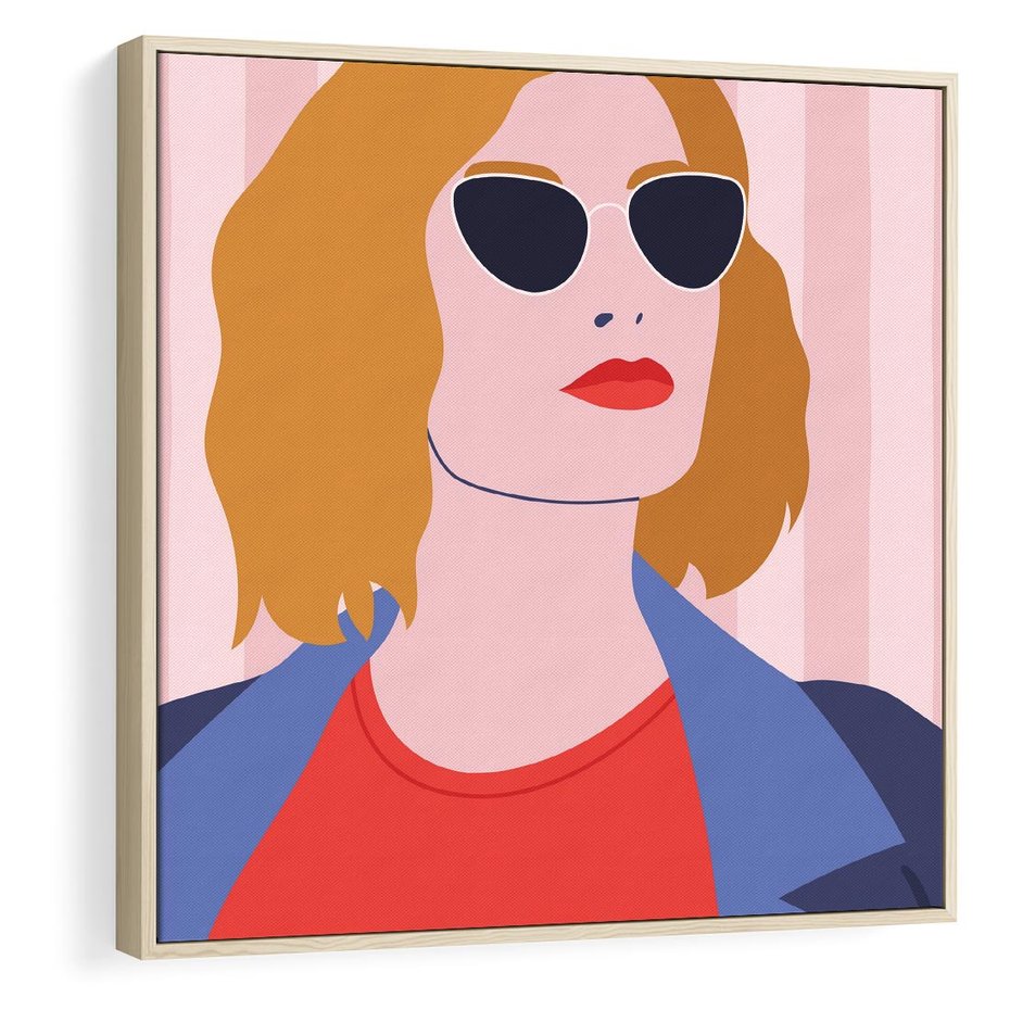 Obraz w ramie 50x50 - Kobieca Ekspresja - nowoczesny plakat, styl retro - rama drewno