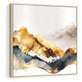 Obraz w ramie 50x50 - Złote Góry - akwarela, graficzne góry - rama drewno