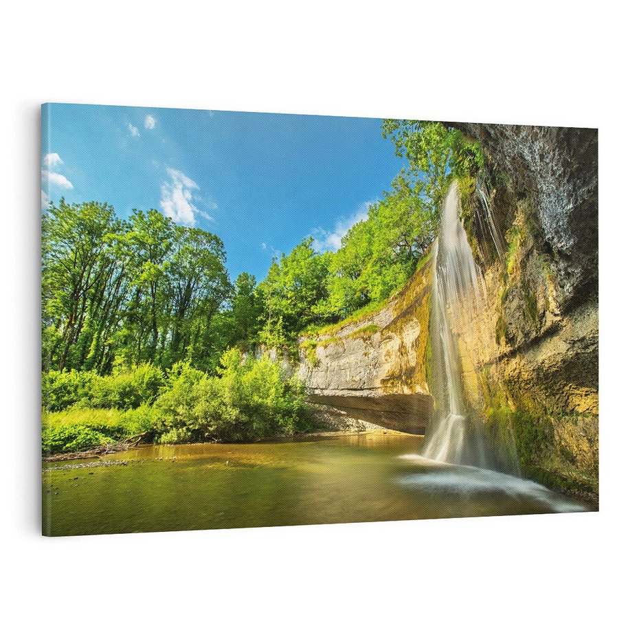 Obraz na płótnie 100x70 - Wodospad: Skały w ruchu - wodospad, las