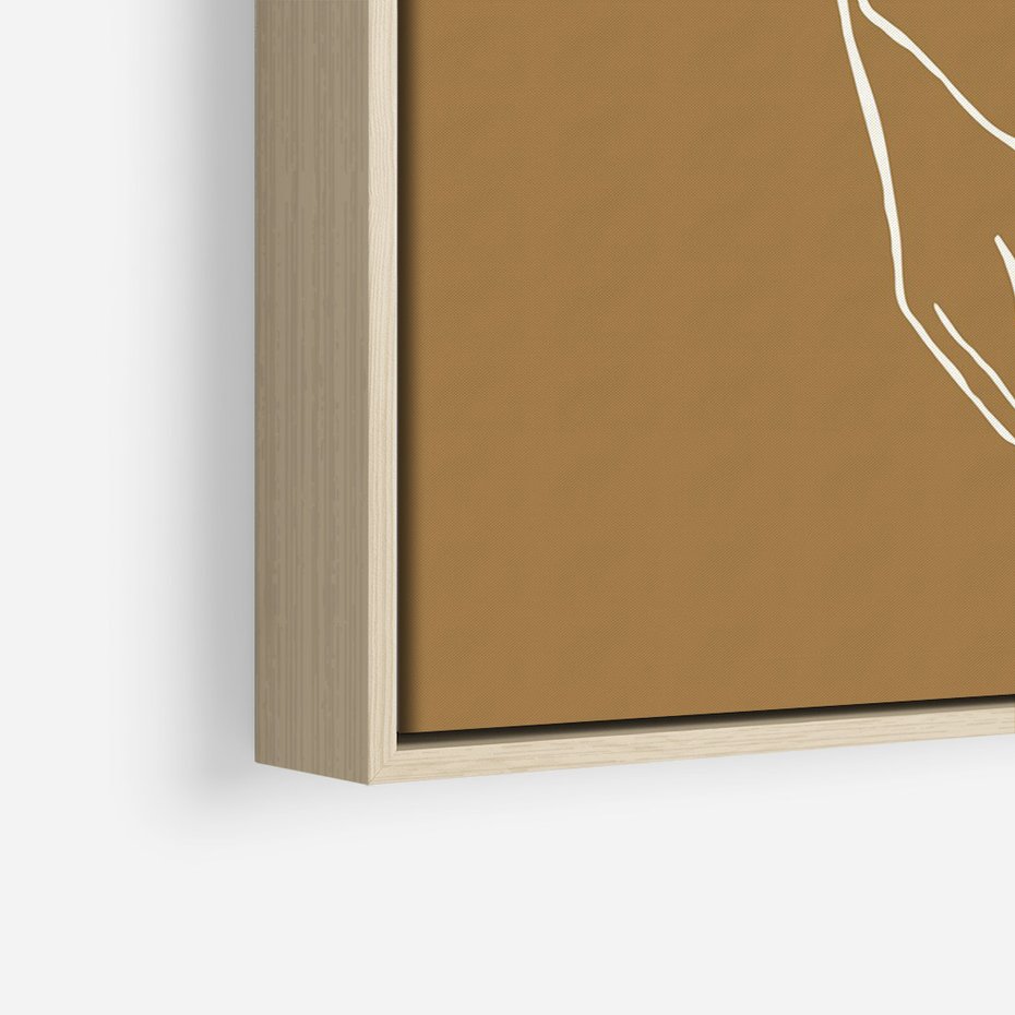 Obraz w ramie 50x70 - Splecione Dłonie - szkic, minimalizm - rama drewno