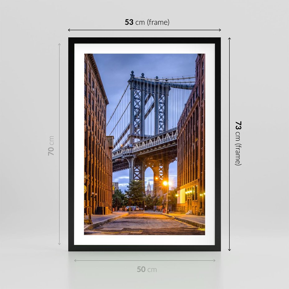 Plakat w ramie 50x70 - Most w mieście - most, miasto - rama czarna