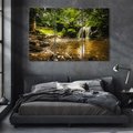 Obraz na płótnie 120x80 - Magia wodospadu w lesie - wodospad, las