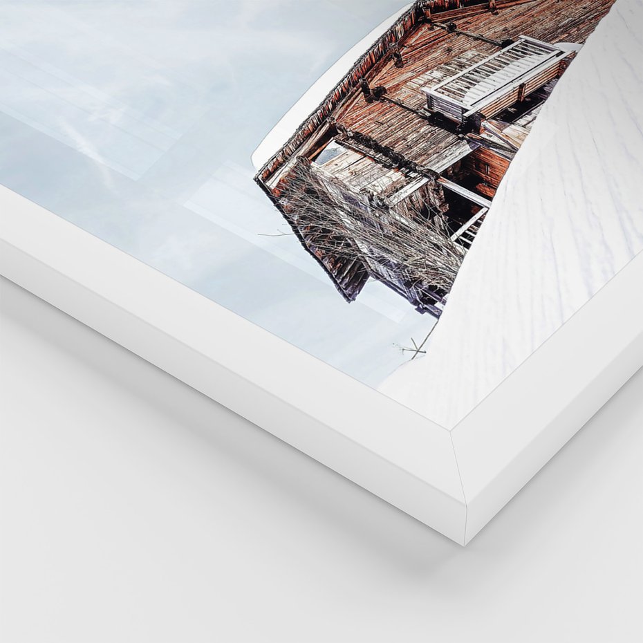 Zestaw obrazy w ramie 40x50 galeria - Zima, bizon, góry, śnieg - rama biała