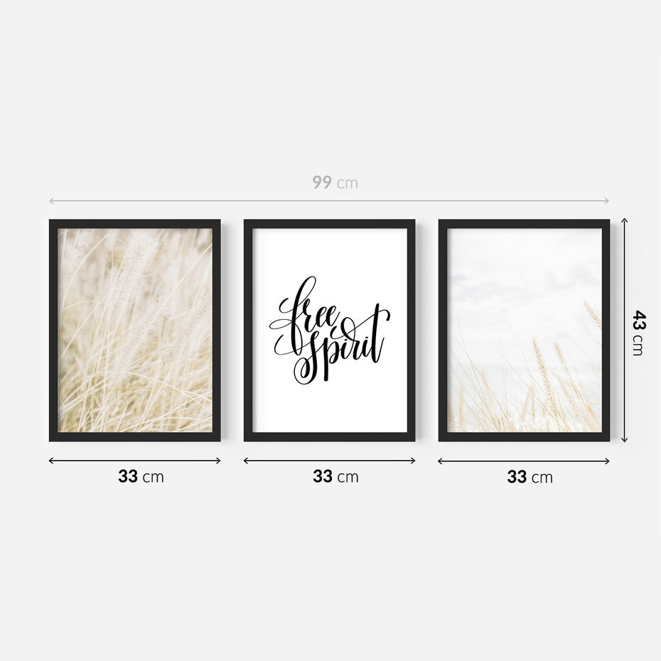 Zestaw obrazy w ramie 30x40 galeria - Wolność, minimalizm, typografia - rama czarna