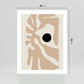 Plakat bez ramy 40x50 - Eksploracja Abstrakcji - beżowa absrakcyjna kompozycja, czarny akcent