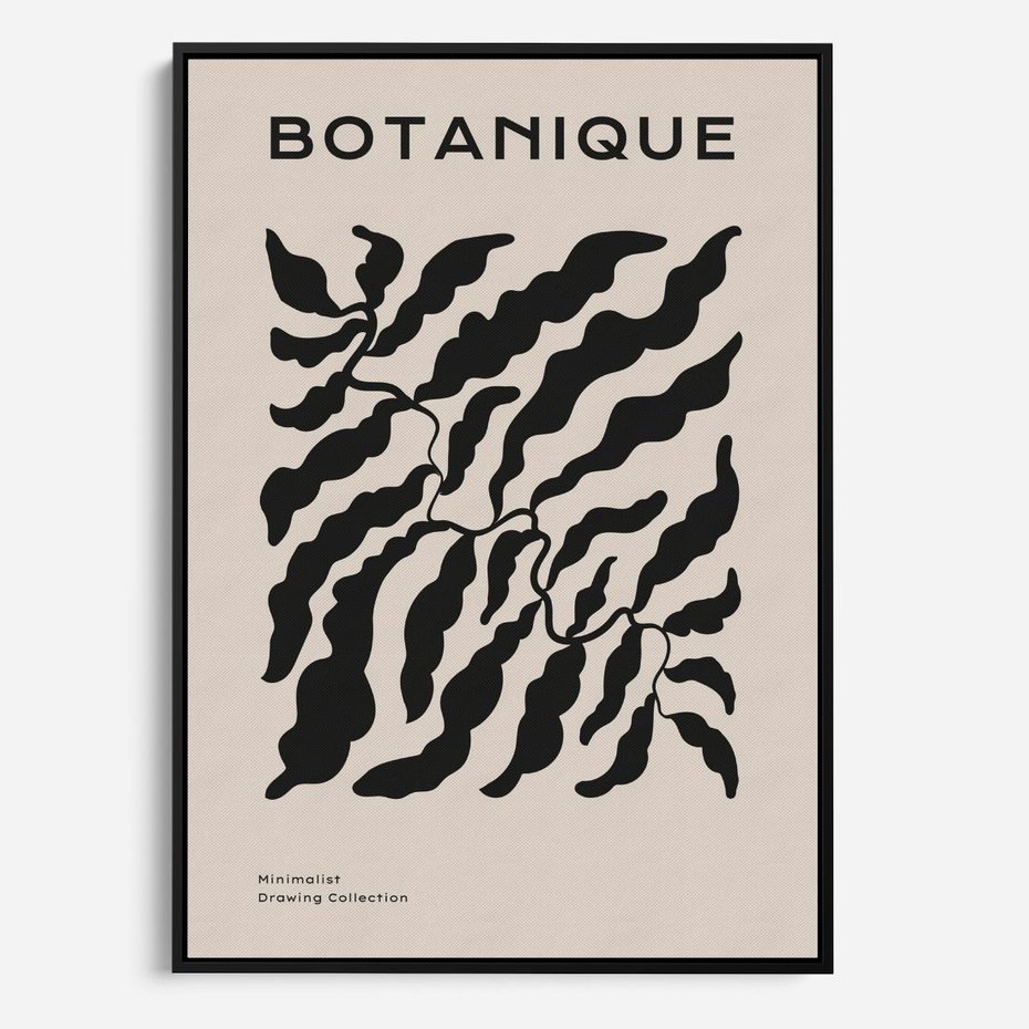 Obraz w ramie 70x100 - Księga Odbić - abstrakcyjne liśćie, roślinne motywy - rama czarna