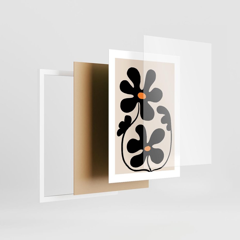 Plakat w ramie 30x40 - Wyjątkowość Boho - minimalistyczny abstrakcyjny obraz, prymitywne kwiaty - rama biała