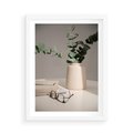 Plakat w ramie 50x70 - Eukaliptusowe liście w okularach - liście, eukaliptus - rama biała