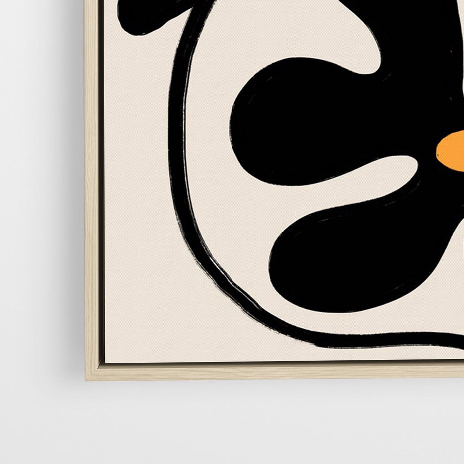 Obraz w ramie 80x120 - Wyjątkowość Boho - minimalistyczny abstrakcyjny obraz, prymitywne kwiaty - rama drewno