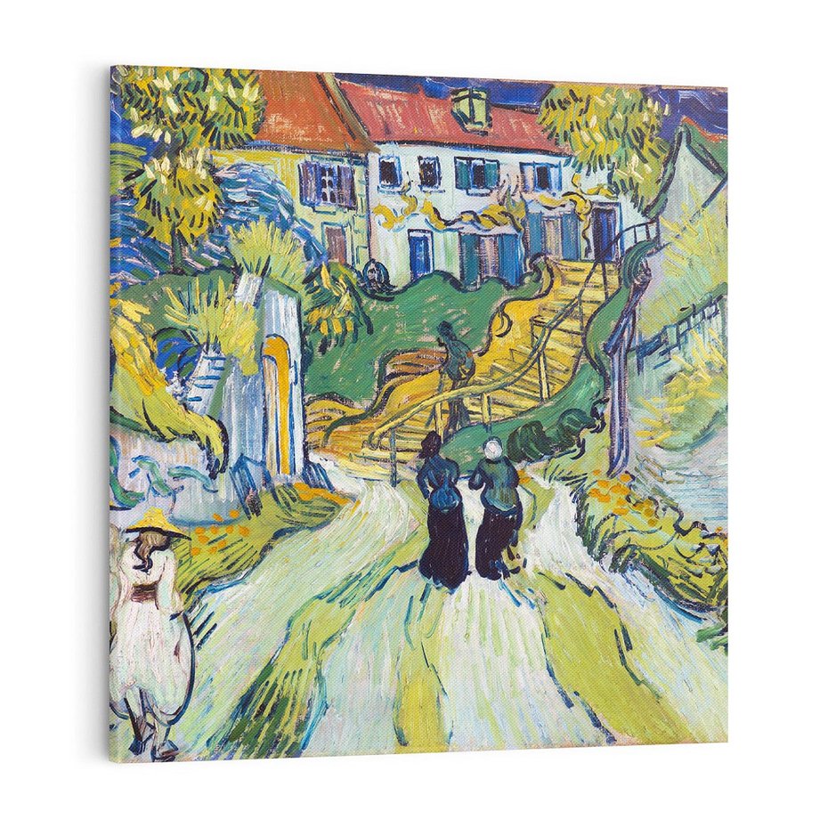 Obraz na płótnie 40x40 - "Schody w Auvers" (1890) Vincent van Gogh - Reprodukcja - reprodukcja, obraz na płótnie