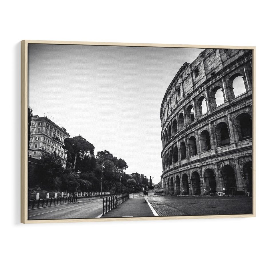 Obraz w ramie 70x50 - Echa Historii - czarno biała fotografia, koloseum - rama drewno
