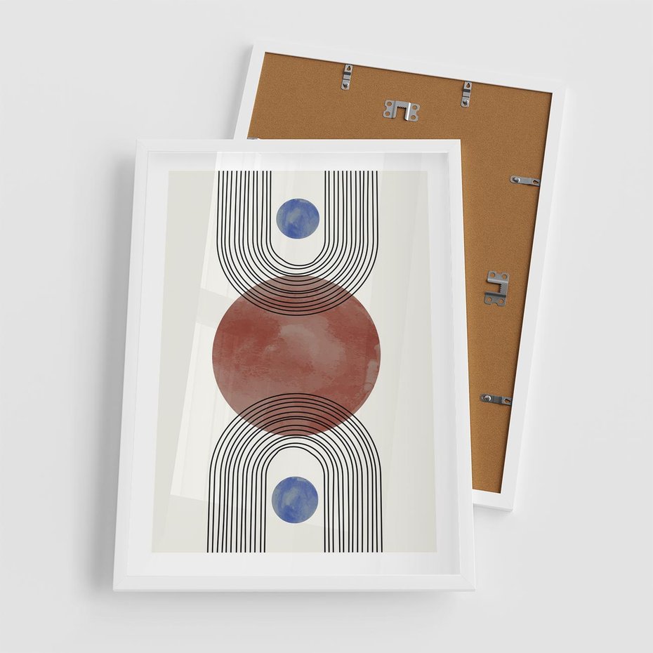 Plakat w ramie 50x70 - Księga Impulsów - nowoczesny plakat, styl midcentury - rama biała