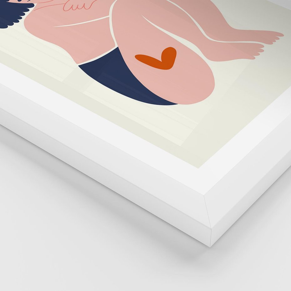 Plakat w ramie 50x70 - Melodia snów na płótnie - zakochana kobieta, graficzny obraz - rama biała