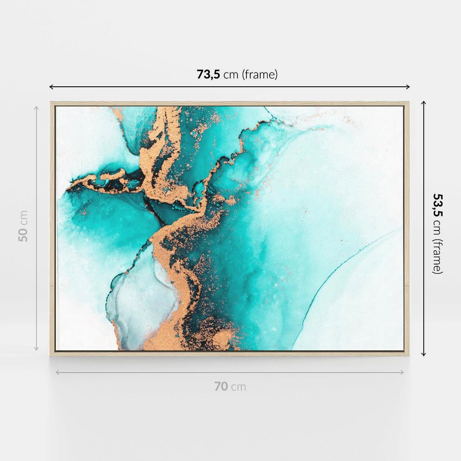 Obraz w ramie 70x50 - Elegancja i Subtelność - marmur, złoto - rama drewno