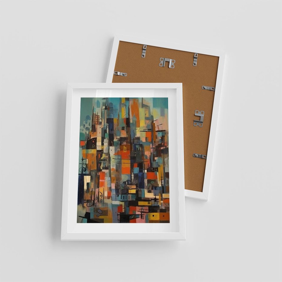 Plakat w ramie 30x40 - Zaklęte Odbicia Nienormalności - styl mid century, nowoczesna sztuka - rama biała