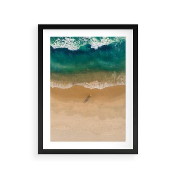 Plakat w ramie 50x70 - Oaza Relaksu - plaża, morze - rama czarna