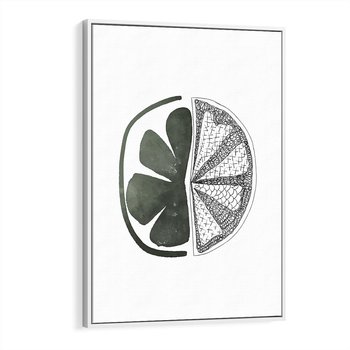 Obraz w ramie 80x120 - Cytrynowe Echo - minimalistyczny plakat, cytryna - rama biała