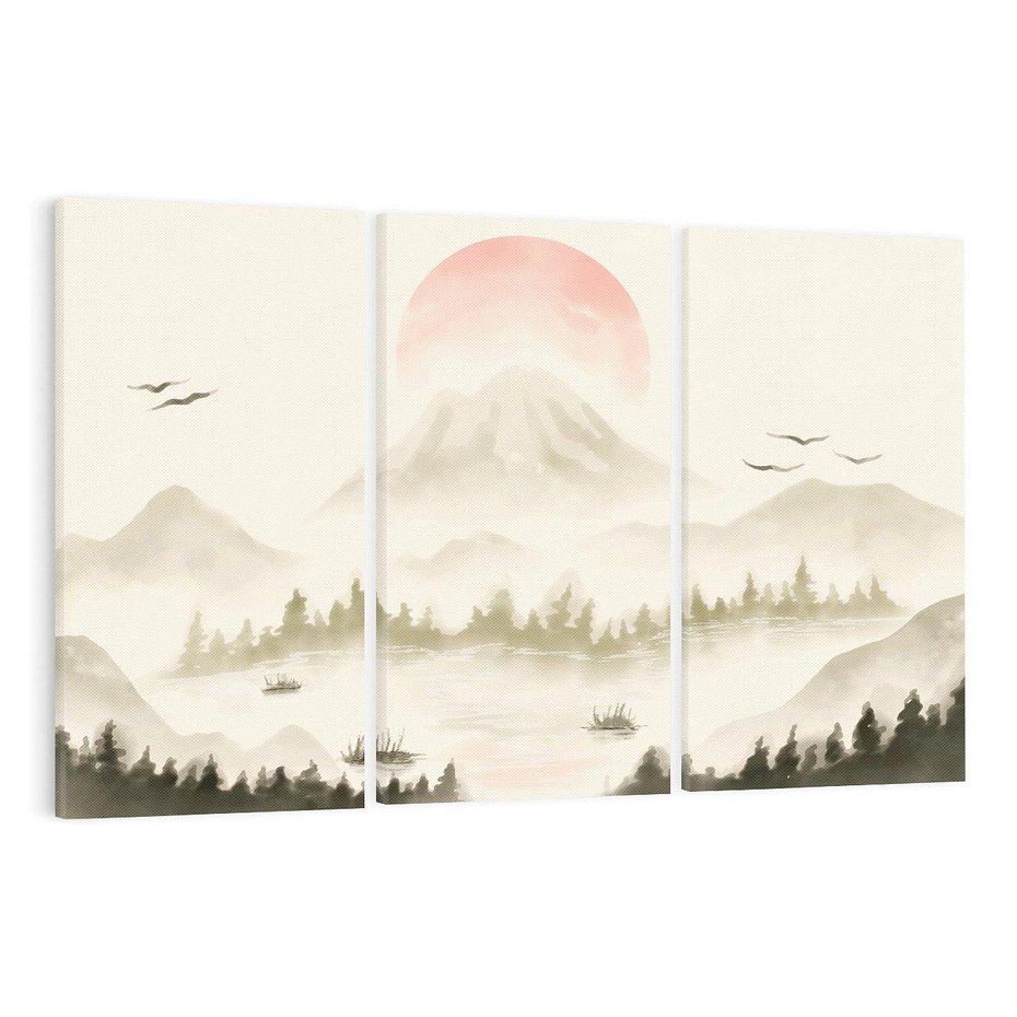 Obraz na płótnie 120x80 - Przyroda Japonii - japońska akwarela, góry