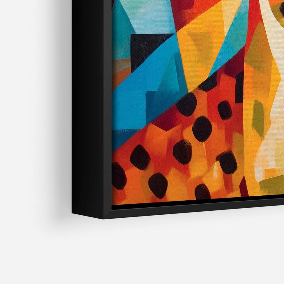 Obraz w ramie 50x50 - Dzikie Piękno - abstrakcyjny portret geparda, intensywne kolory - rama czarna