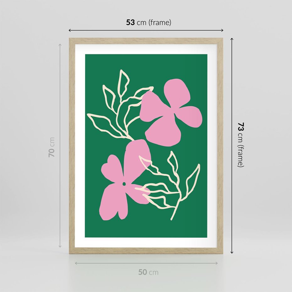 Plakat w ramie 50x70 - Wewnętrzne Fale - abstrakcyjny plakat, boho styl - rama drewno