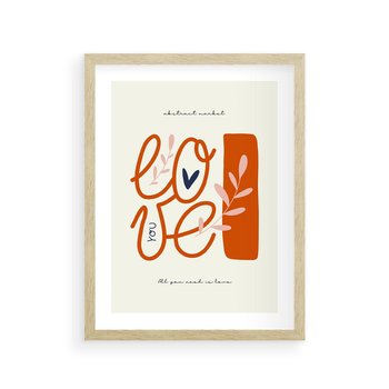 Plakat w ramie 30x40 - Pastelowa Siła Miłości - miłość, love - rama drewno