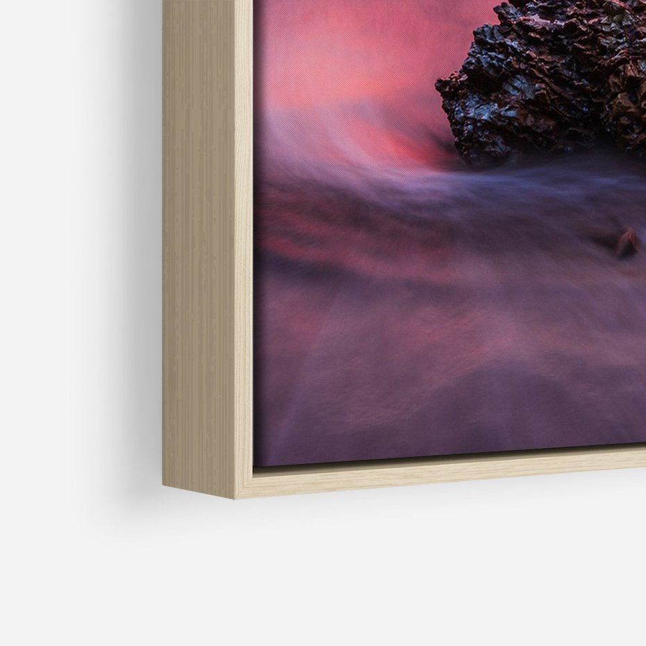 Obraz w ramie 80x120 - Zaklęty Zachód - magiczny zachód słońca, fioletowe - rama drewno