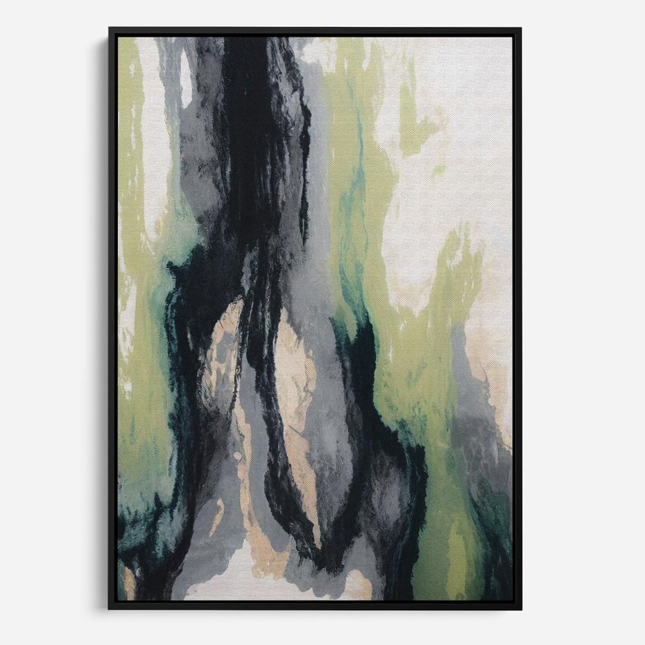 Obraz w ramie 70x100 - Sfumowane zmysły artysty - rozmyte kolory, zieleń - rama czarna