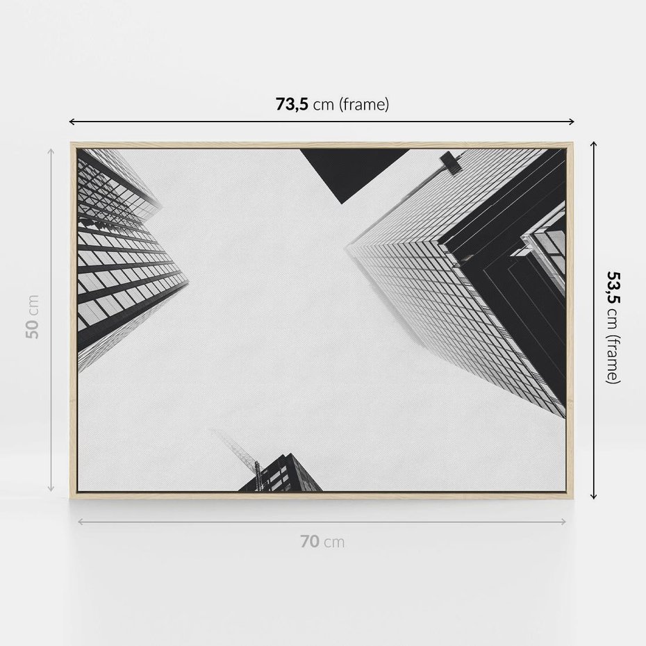 Obraz w ramie 70x50 - Nowoczesna Dynamika - perspektywa, wieżowce - rama drewno