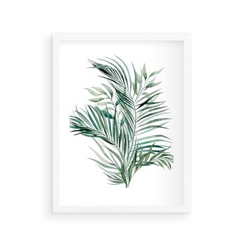 Plakat w ramie 30x40 - Blask Natury - złote, liście - rama biała