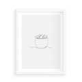 Plakat w ramie 50x70 - Rozkwitające Echa - szkic, minimalizm - rama biała