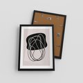 Plakat w ramie 30x40 - Abstrakcyjne Harmonie - abstrakcyjne szkicowane linie, minimalizm - rama czarna