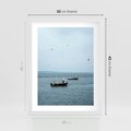 Plakat w ramie 30x40 - Rybacki Urok - morze, kutry rybackie - rama biała