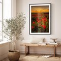 Plakat bez ramy 30x40 - Maki przy zachodzie słońca - maki, zachód