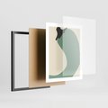 Plakat w ramie 40x50 - Granice Akwareli - abstrakcyjny minimalistyczny obraz, zielona papryczka - rama czarna