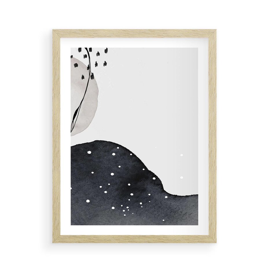 Plakat w ramie 50x70 - Szara Abstrakcja - abstrakcja, akwarela - rama drewno
