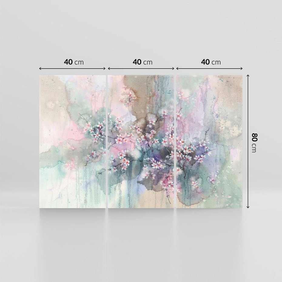 Obraz na płótnie 120x80 - Efemeryczne Kwitnienie Drzew - akwarela, rozmyte pastelowe tłó