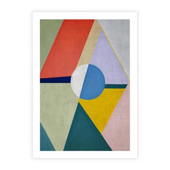 Plakat bez ramy 30x40 - Taniec Subtelnych Odbić - abstrakcyjne geometryczne kształty, olejny obraz