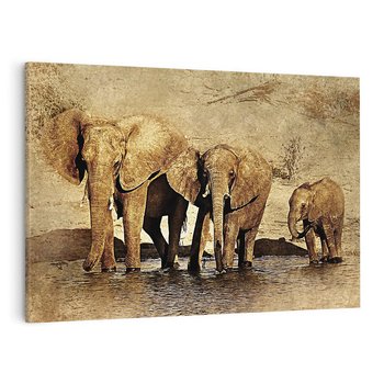 Obraz na płótnie 100x70 - Sztuka abstrakcyjna: Słonie - słonie, sztuka