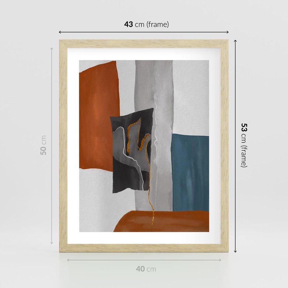 Plakat w ramie 40x50 - Nowoczesna geometria - nowoczesny, geometryczny - rama drewno