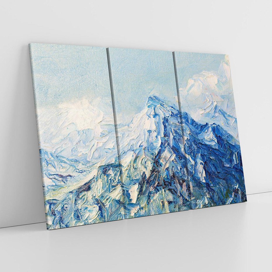 Obraz na płótnie 120x80 - Majestat Błękitnych Szczytów - olejny obraz, górski pejzaż